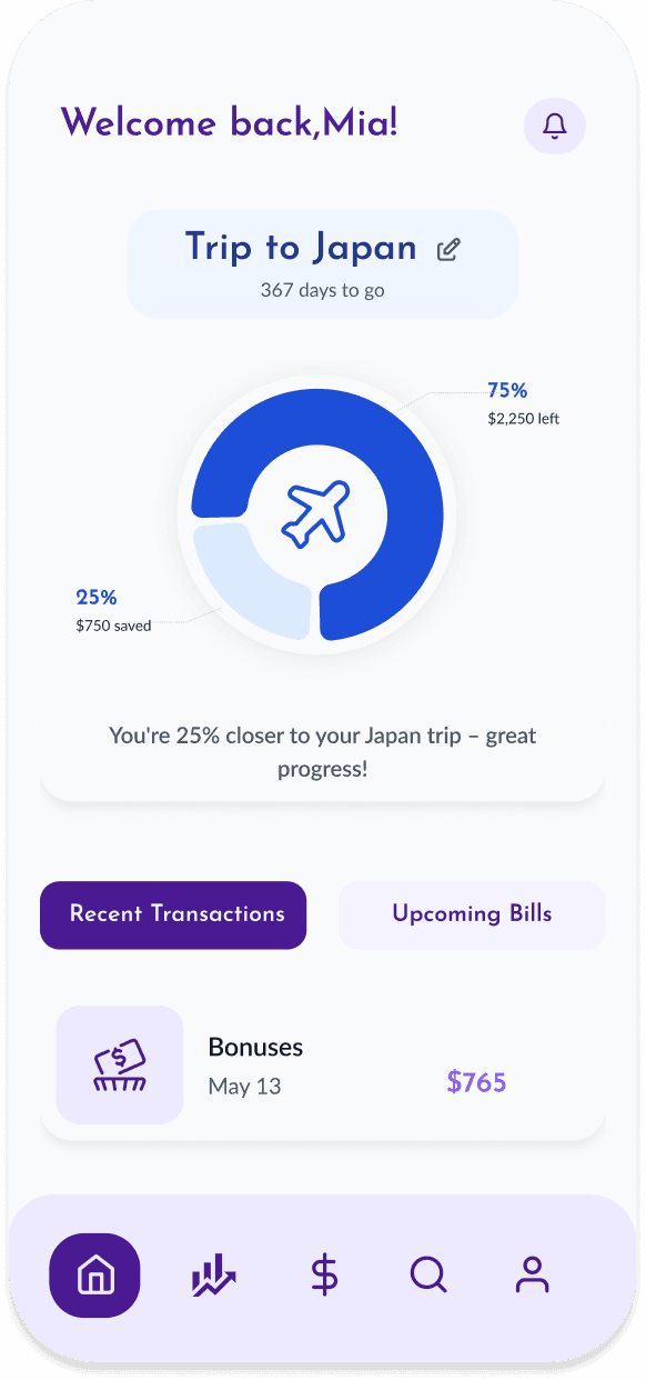 Finance Nest spending overview screen